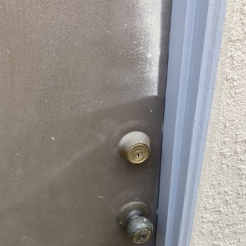 Anytime Painting - Painted door jam plus overspray on door and hardware - Painters Near Me - Los Angeles, California