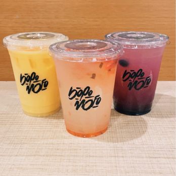 Bopomofo Cafe - Orange WANG! (left), Strawberry Basil Ginger Lemonade (middle), & Blueberry Cooler (right) | IG: @nomwithelaine - Bubble Tea Near Me - San Gabriel, California