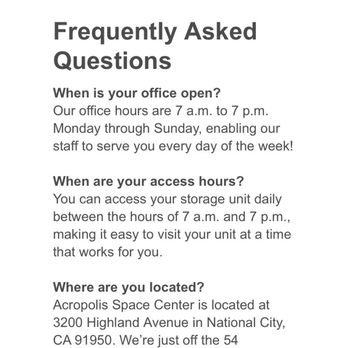 Acropolis Space Center - See the hours. - Self Storage Near Me - National City, California
