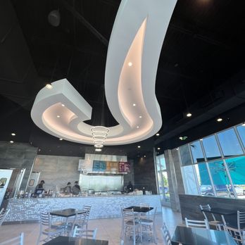 Olive U Mediterranean Grill - Very beautiful design & chandelier; no swinging from the Chanda-lie-heer. - Mediterranean Near Me - Delray Beach, Florida