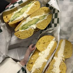 Egg Everything Bagel with Cream Cheese/Avocado, egg Bagel and Cream Cheese