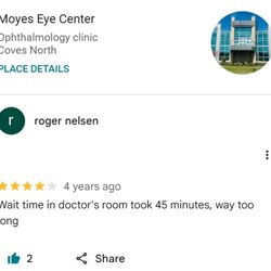 Moyes Eye Centers Northland - No, unfortunately some things never change and so after many years of dealing with the same overscheduling I've joined the club Roger!