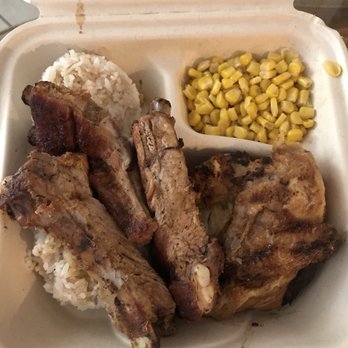Pele’s Huli Huli Chicken - Huli Huli Chicken and Rib combo with white rice and corn - Food Trucks Near Me - Kihei, Hawaii Pele’s Huli Huli Chicken - Huli Huli Chicken and Rib combo with white rice and corn - Food Trucks Near Me - Kihei, Hawaii