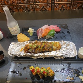 Harumi - From back to front - Sashimi Appetizer, oh-my-god roll, and H3 - Japanese Near Me - Phoenix, Arizona Harumi - From back to front - Sashimi Appetizer, oh-my-god roll, and H3 - Japanese Near Me - Phoenix, Arizona