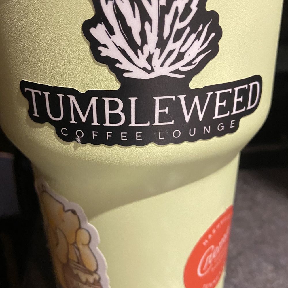 Tumbleweed Coffee Lounge - a cup with stickers on it - Coffee & Tea Near Me - Danielsville, Georgia Tumbleweed Coffee Lounge - a cup with stickers on it - Coffee & Tea Near Me - Danielsville, Georgia
