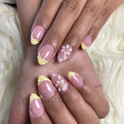 True Nails & Spa - Sweet Pink nails, Yellow accents & Golden touches. Your next Favorite Nails await at True Nails & Spa in Ontario