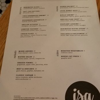 Isa Bistro - The menu - New American Near Me - Portland, Maine
