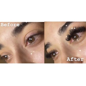 Amor Lashes - Before and after. Volume lashes - Eyelash Service Near Me - Cypress, California