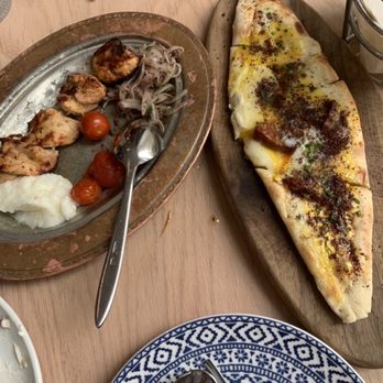 Zaytinya - Shish Taouk (left); Soujouk Pide (right) - Greek Near Me - Washington, DC, District of Columbia
