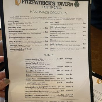 Fitzpatrick's Tavern - Menu - November 2023 - Beer, Wine & Spirits Near Me - Solvang, California