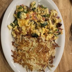 Hollan Dazed Brunch - Herbivore with hash browns. Gluten free muffin on side not in picture.