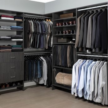 Closet Transformations - Licorice flat panel-style men's walk-in closet - Interior Design Near Me - Sebastopol, California