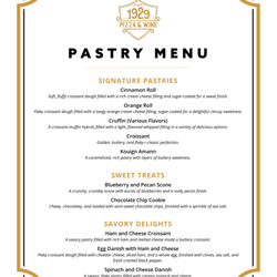 Patisserie 29 - Sample menu from website.