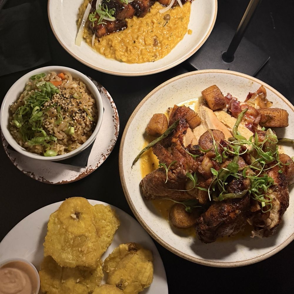 Tostones Rotisserie Chicken  Korean Fried Chicken  Chaufa con Gandules