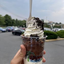 Carmen's Italian Ice & Cafe - 6/8/23 - Vanilla custard & chocolate Italian ice large gelati (on Jayden day)