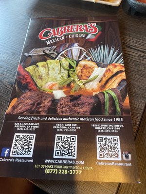 Menu photo 5 Cabrera's Mexican Cuisine Pasadena, CA