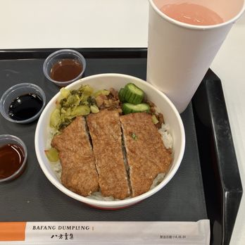 Bafang Dumpling - Soft Opening Pork Chop with Braised Pork Belly Rice and soda $10 - Bubble Tea Near Me - Arcadia, California Bafang Dumpling - Soft Opening Pork Chop with Braised Pork Belly Rice and soda $10 - Bubble Tea Near Me - Arcadia, California