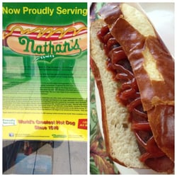 Doris's Diner - Nathan's Famous hotdogs in a pretzel bun! No need to go all the way to Coney Island for one of these.