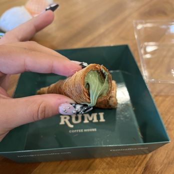 Rumi Coffee - Katafi with pistachio filling - Coffee & Tea Near Me - Fresno, California Rumi Coffee - Katafi with pistachio filling - Coffee & Tea Near Me - Fresno, California