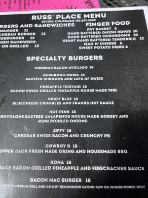 Menu photo 3 Russ' Place Divide, CO Menu photo 3 Russ' Place Divide, CO