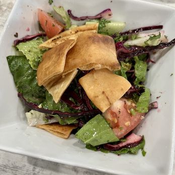 Aladdin Castle Mediterranean Cuisine - House salad with pita chips - Mediterranean Near Me - Warren, Michigan Aladdin Castle Mediterranean Cuisine - House salad with pita chips - Mediterranean Near Me - Warren, Michigan