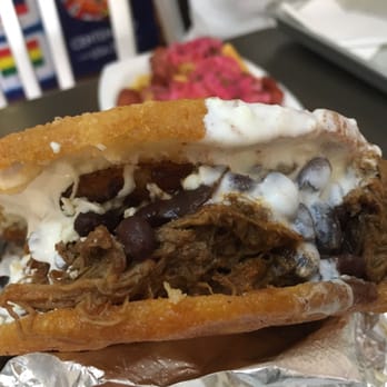 Patacon Pisao - Pabellon arepa! ($6.50) - Venezuelan Near Me - Elmhurst, New York Patacon Pisao - Pabellon arepa! ($6.50) - Venezuelan Near Me - Elmhurst, New York
