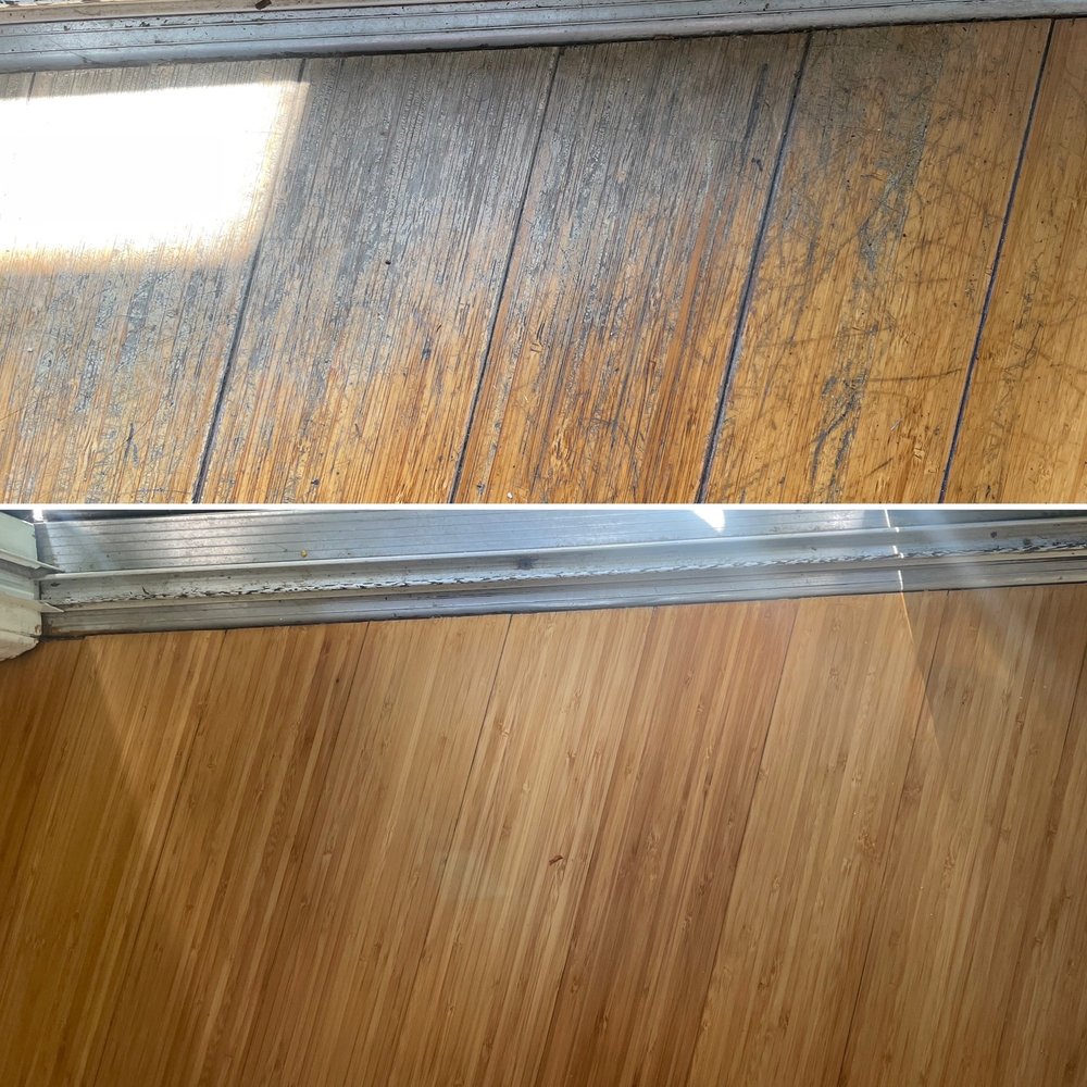 The Floor Center - Bamboo floor before and after. Came out great. - Flooring Near Me - Burbank, California