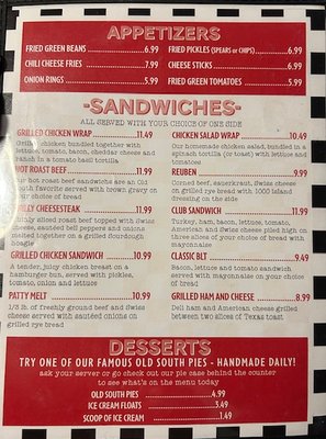 Menu photo 6 Old South Restaurant Russellville, AR