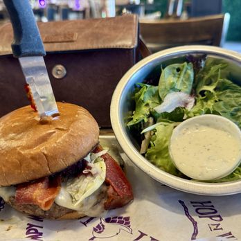 HopnWich - Burger and salad presentation - Beer Bar Near Me - Conway, South Carolina HopnWich - Burger and salad presentation - Beer Bar Near Me - Conway, South Carolina