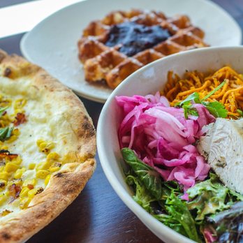 Modern Market Eatery - Pearl sugar waffle, bacon corn pizza, Thai coconut salad - Breakfast & Brunch Near Me - Irving, Texas Modern Market Eatery - Pearl sugar waffle, bacon corn pizza, Thai coconut salad - Breakfast & Brunch Near Me - Irving, Texas