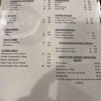 Louis' Basque Corner - Menu - Basque Near Me - Reno, Nevada