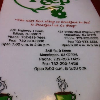 Le Peep - the menu. - Breakfast & Brunch Near Me - Edison, New Jersey Le Peep - the menu. - Breakfast & Brunch Near Me - Edison, New Jersey