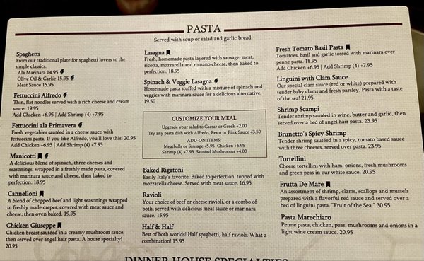 Menu photo 4 Marechiaro's Italian Restaurant El Cajon, CA
