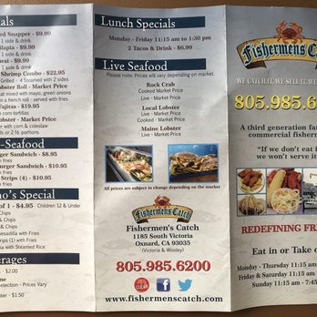 Fishermen's Catch - Menu - front side - May 2018 - Seafood Markets Near Me - Oxnard, California Fishermen's Catch - Menu - front side - May 2018 - Seafood Markets Near Me - Oxnard, California
