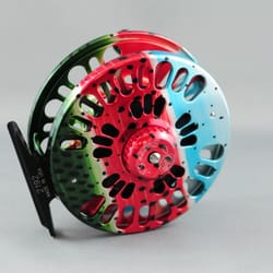 Bow River Troutfitters - Abel Reel with a Rainbow Trout Print