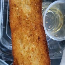 Garlic bread. A little too done.