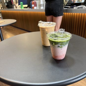 Ondo Coffee - Strawberry matcha in front and iced latte in back - Coffee & Tea Near Me - Los Angeles, California Ondo Coffee - Strawberry matcha in front and iced latte in back - Coffee & Tea Near Me - Los Angeles, California