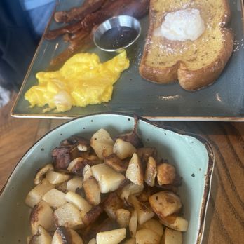 First Watch - Million Dollar Potatoes Hardwood Smoked Bacon French Toast, eggs. For the birthday girl. She gave it a 4 star. - Breakfast & Brunch Near Me - Mansfield, Texas