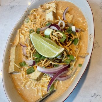 Noble Thai - 43. Khao Soy with tofu ($11.95) - Thai Near Me - Chicago, Illinois Noble Thai - 43. Khao Soy with tofu ($11.95) - Thai Near Me - Chicago, Illinois