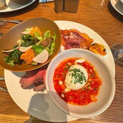 Mara - Salad, shakshuka, deviled egg, picanha steak