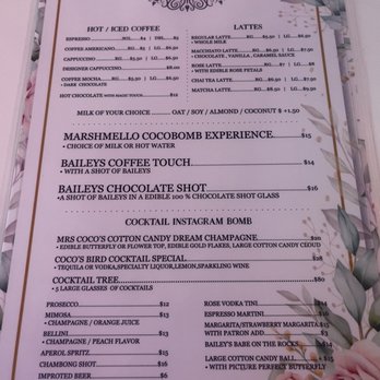 Mrs Coco - Drink menu - Cafes Near Me - Henderson, Nevada Mrs Coco - Drink menu - Cafes Near Me - Henderson, Nevada
