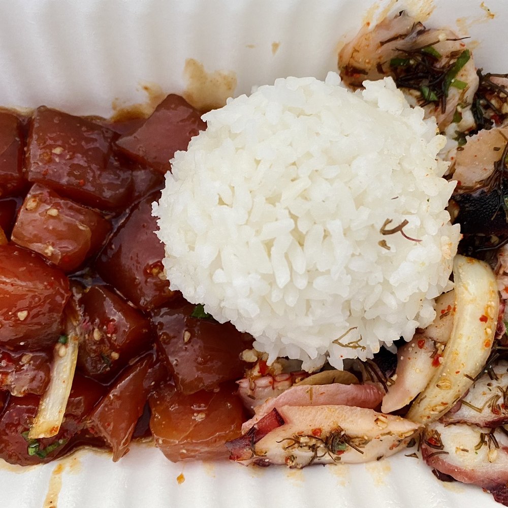 Fresh Catch - Spicy Shoyu Ahi and Tako Poke Bowl - Hawaiian Near Me - Honolulu, Hawaii Fresh Catch - Spicy Shoyu Ahi and Tako Poke Bowl - Hawaiian Near Me - Honolulu, Hawaii
