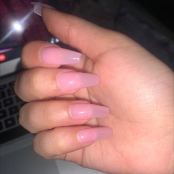 HN Passion Nails - gel x coffin shape with one color creme and blush - Nail Salons Near Me - Glendale, California