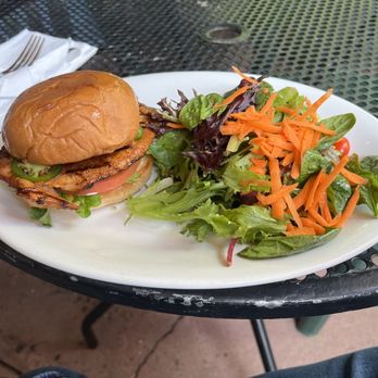 Mars Bar & Restaurant - Grilled chicken sandwich with jalapeño added, and side salad instead of fries - Bars Near Me - San Francisco, California