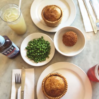 Pleasant House Pub - Steak and ale pies, scotch egg, buttered peas, ginger soda and hibiscus soda - British Near Me - Chicago, Illinois Pleasant House Pub - Steak and ale pies, scotch egg, buttered peas, ginger soda and hibiscus soda - British Near Me - Chicago, Illinois