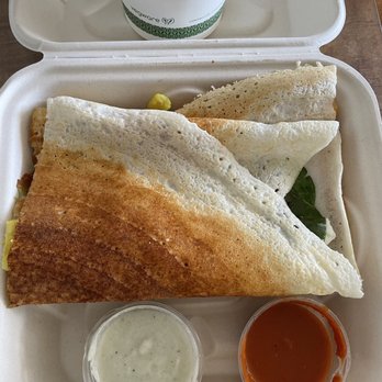 Ganesh Dosa - Sambar (lentil soup), coconut chutney (left) and tomato chutney (right) included with dosa - Indian Near Me - Kailua, Hawaii Ganesh Dosa - Sambar (lentil soup), coconut chutney (left) and tomato chutney (right) included with dosa - Indian Near Me - Kailua, Hawaii