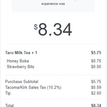 BobaLust - Kirkland - Our receipt - Bubble Tea Near Me - Kirkland, Washington
