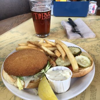 Toby's Tavern - Crispy Halibut Burger - American Near Me - Coupeville, Washington Toby's Tavern - Crispy Halibut Burger - American Near Me - Coupeville, Washington