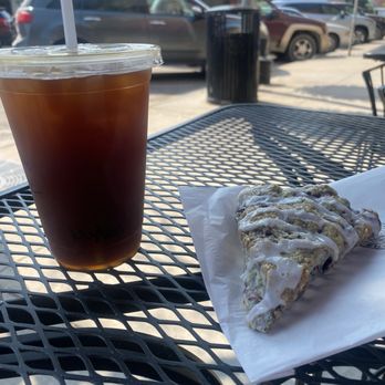 Whistle Bake Shop - Iced Americano with a mixed berry scone - Bakeries Near Me - Polson, Montana