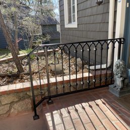Custom outdoor railing with black powder coat. Custom outdoor railing with black powder coat.